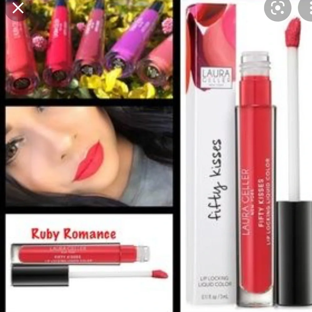 LAURA GELLER Fifty Kisses Lip Locking Liquid Color Red Full Sz Ruby Romance $22